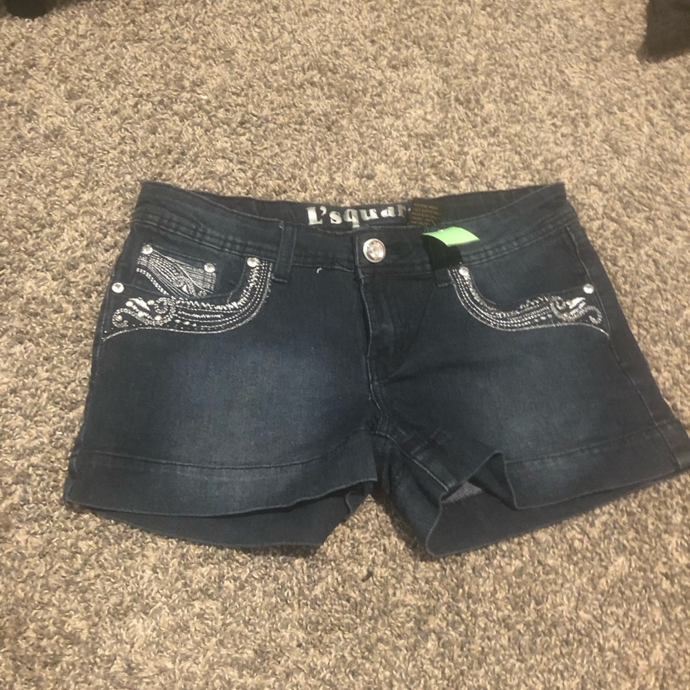 L’square designed jean shorts